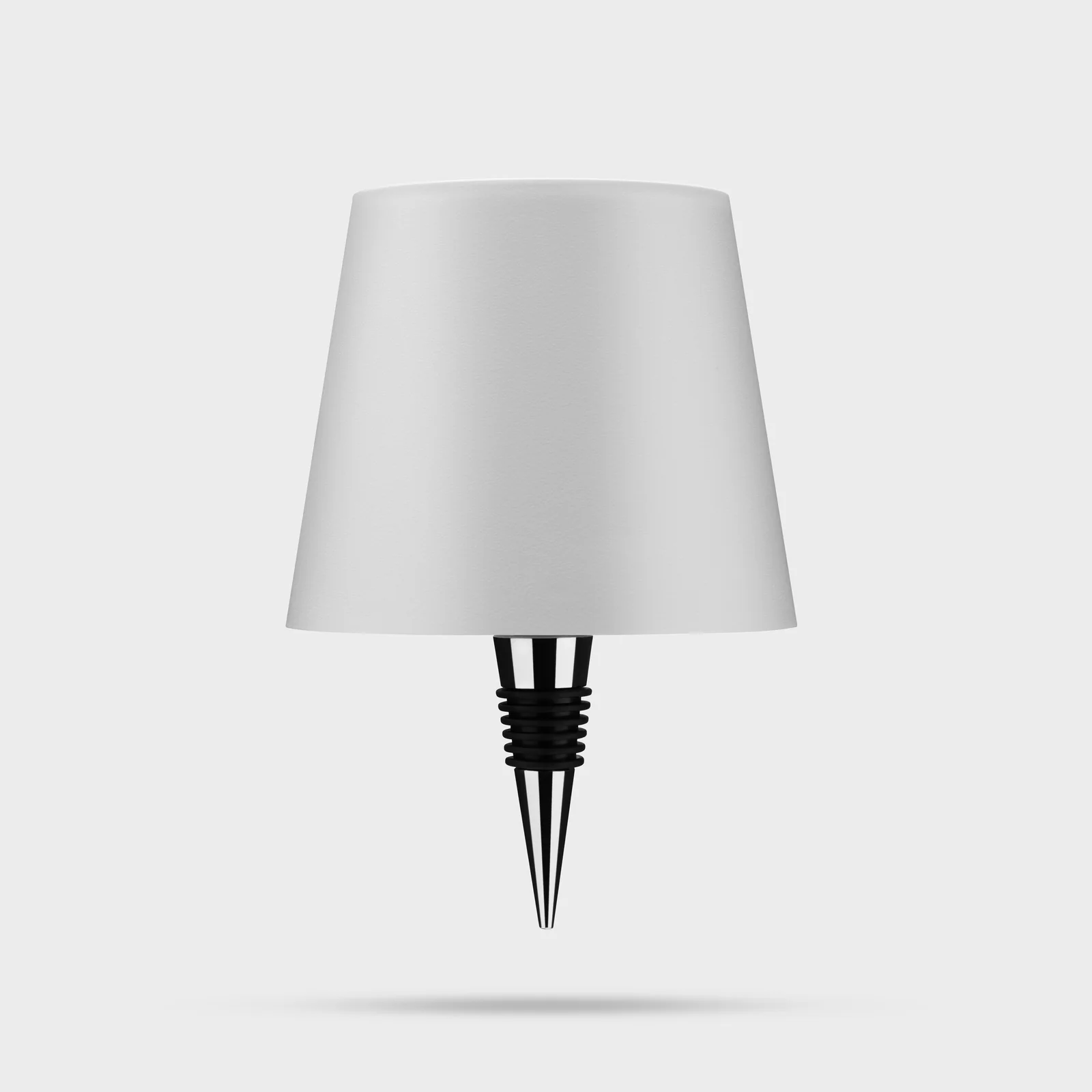 White Liquor Lit bottle lamp top with its tapered fitting visible against white.