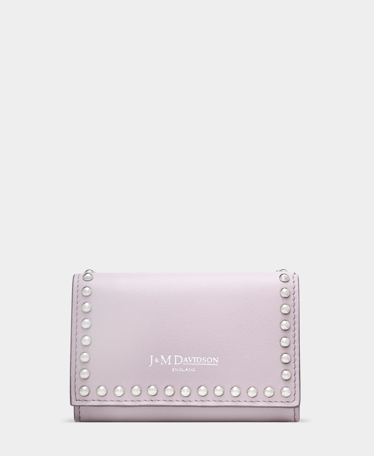 J&M Davidson — Fold wallet with studs, Pink, main view.