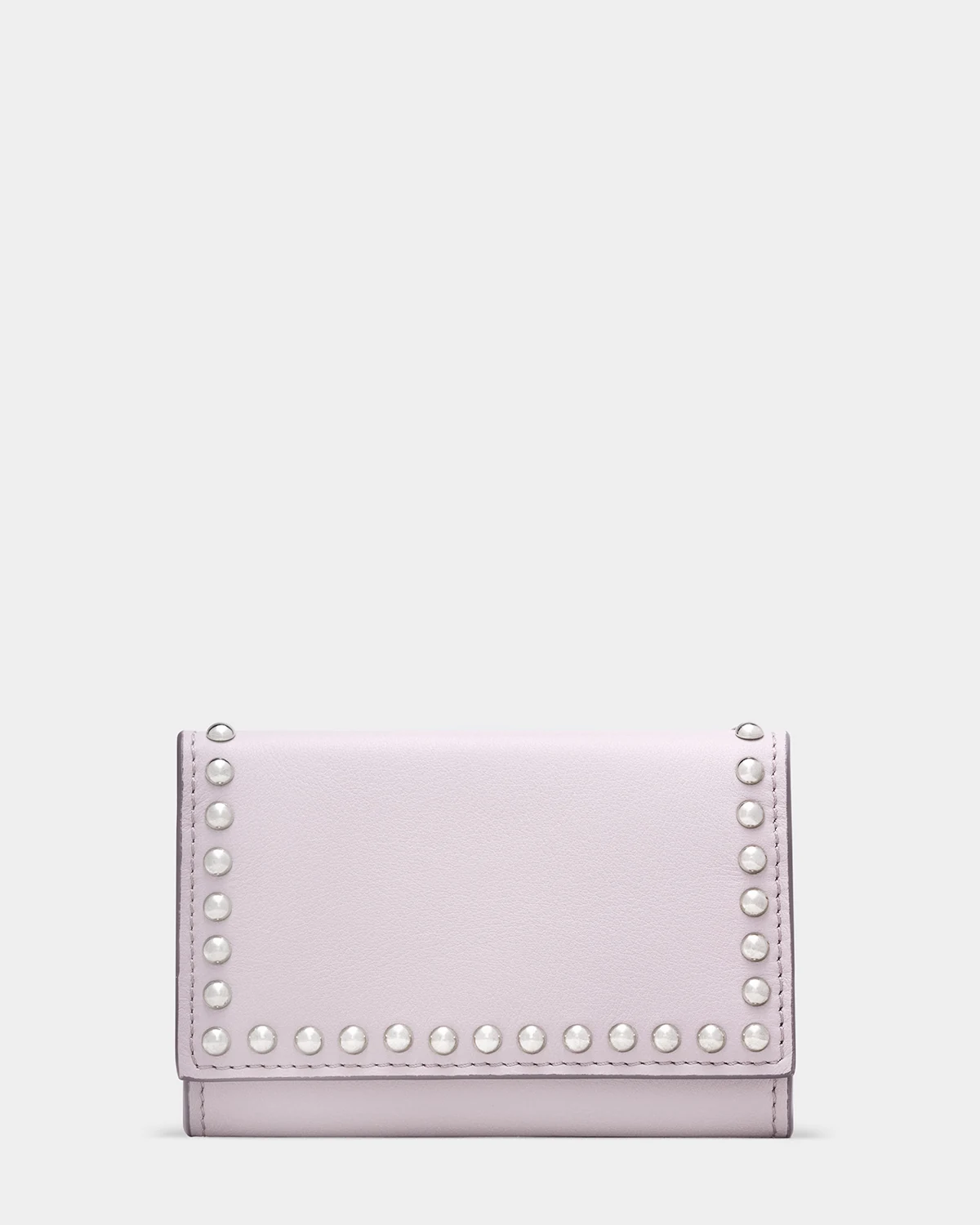 J&M Davidson — Fold wallet with studs, Pink, back view.