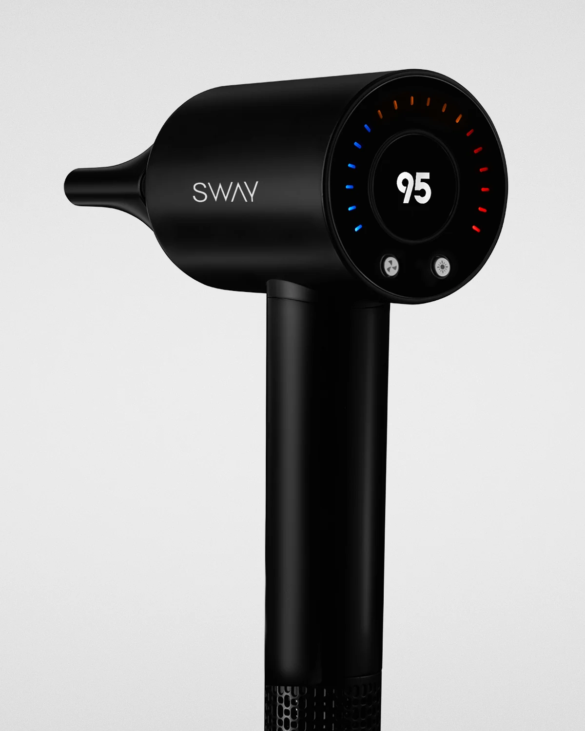 SWAY — AIRE Flow Digital Hairdryer, Black, back view.