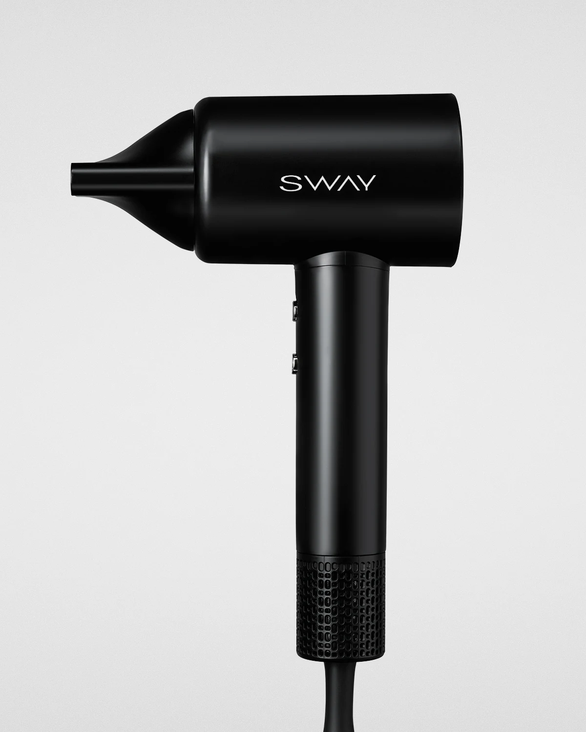 SWAY — AIRE Flow Digital Hairdryer, Black, side view.