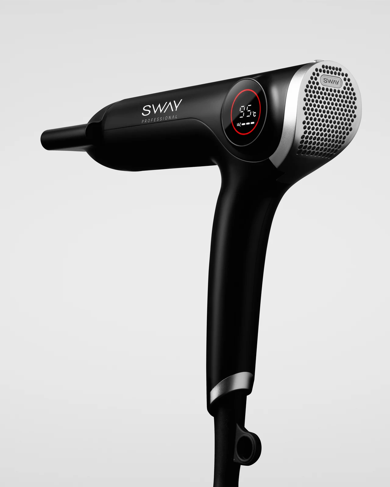 SWAY — AIRE PRO DIGITAL Hairdryer, Black, back angle view.