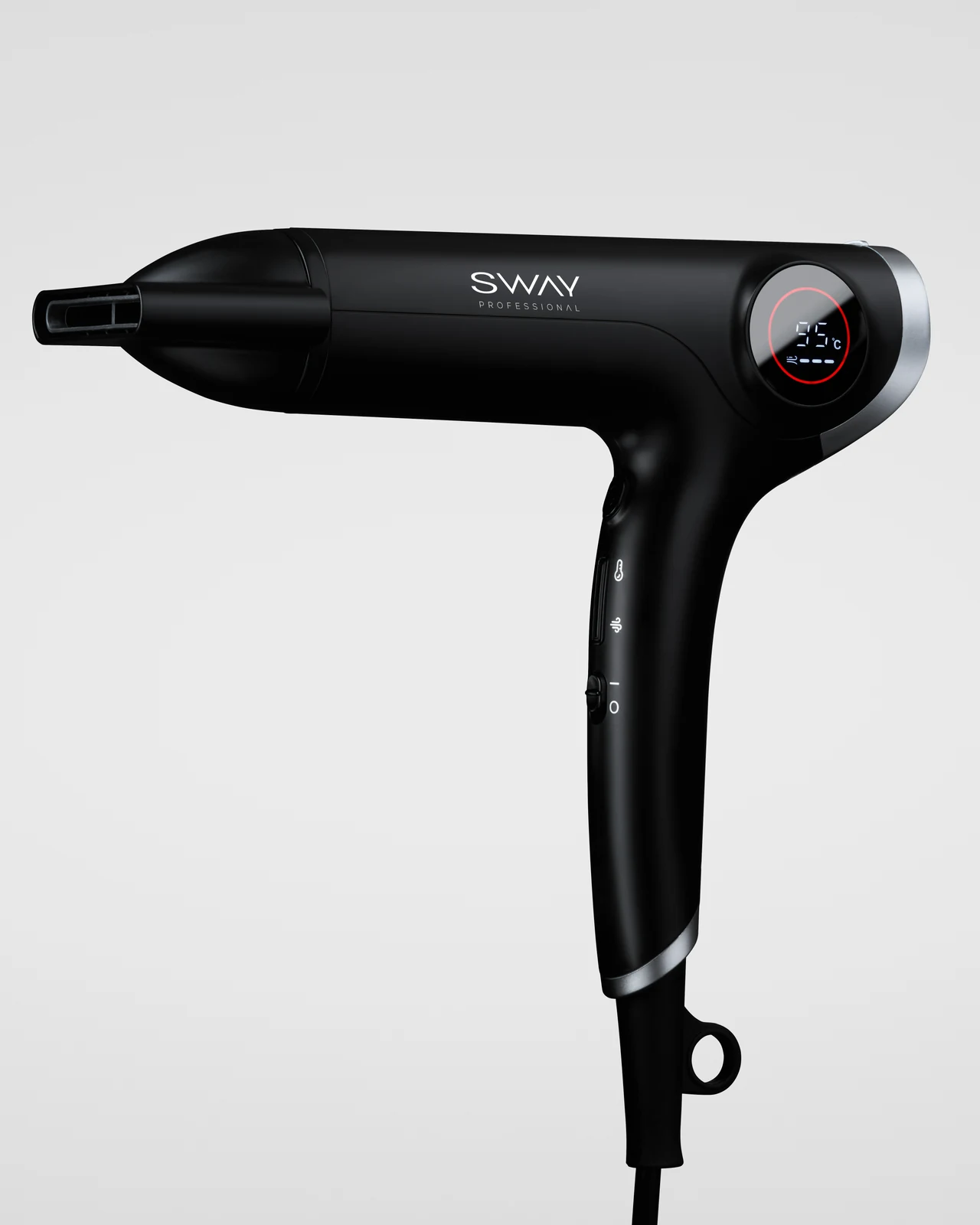 SWAY — AIRE PRO DIGITAL Hairdryer, Black, side view.