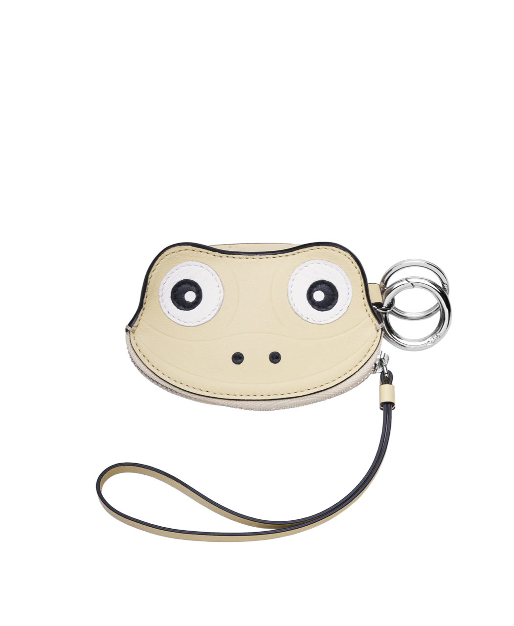 J&M Davidson yellow leather coin purse and strap photographed with soft light and a diffuse shadow.